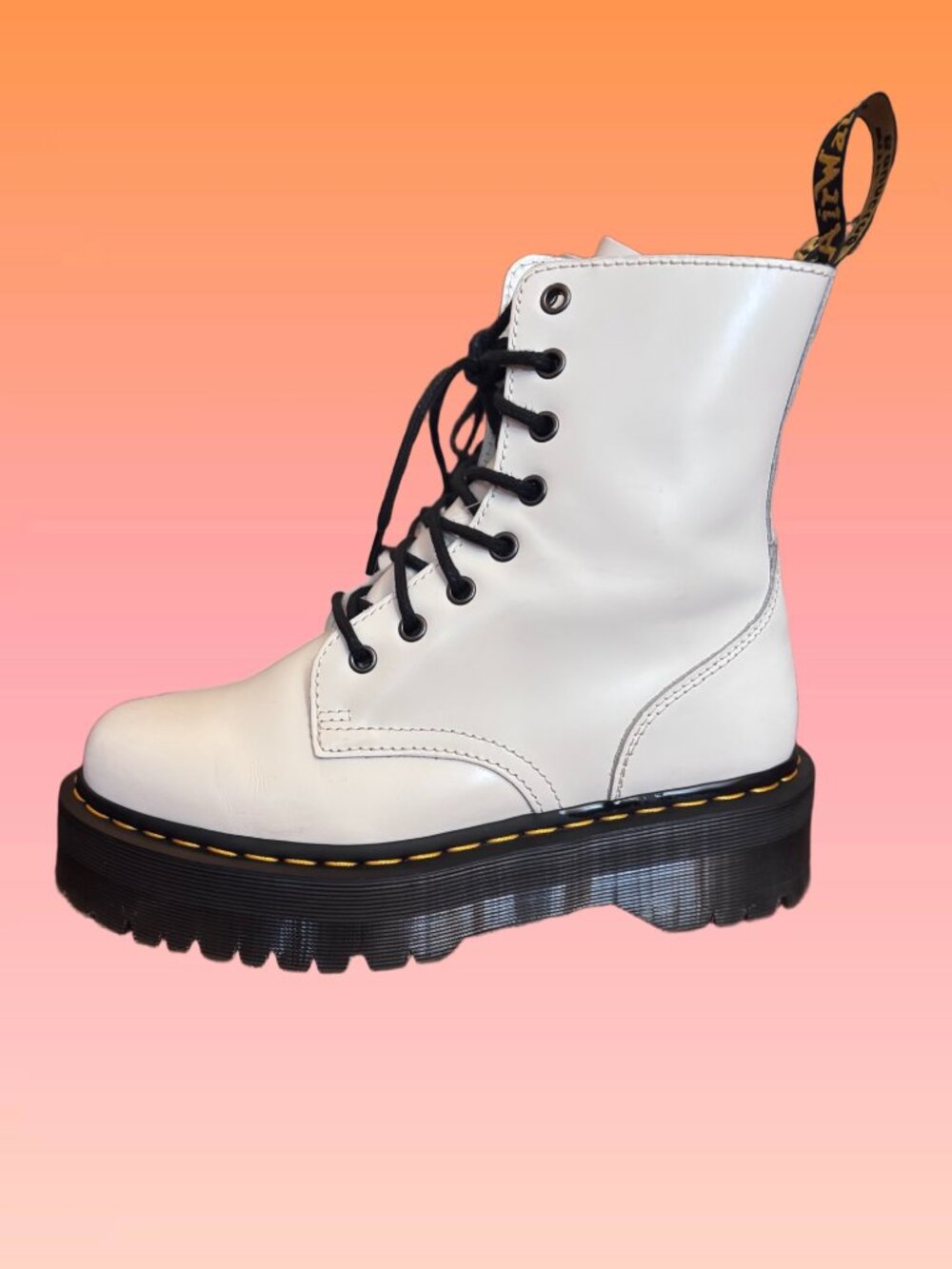 NWOB Dr Martens Jadon Smooth Leather Platform Boots, White, Size 8 - Picture 9 of 13